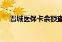 晋城医保卡余额查询 晋城医疗保险查询