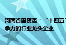河南省国资委：“十四五”时期将打造10家以上具备较强竞争力的行业龙头企业