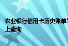 农业银行信用卡历史账单怎么查 农业银行信用卡账单如何网上查询