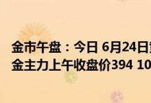 金市午盘：今日 6月24日黄金td上午收盘价393 61元/克 沪金主力上午收盘价394 10元/克