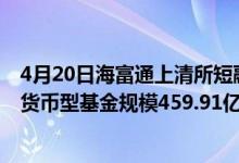 4月20日海富通上清所短融债券A基金怎么样（2020年公司货币型基金规模459.91亿元）