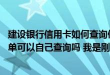 建设银行信用卡如何查询使用账单 请问建设银行的信用卡账单可以自己查询吗 我是刚刚申请到卡的用户