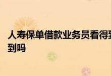 人寿保单借款业务员看得到吗 中国人寿保单借款业务员能看到吗
