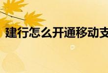 建行怎么开通移动支付 建行移动支付怎么用