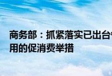 商务部：抓紧落实已出台各项政策措施积极推动出台务实管用的促消费举措
