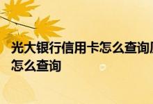 光大银行信用卡怎么查询历史账单 光大银行信用卡账单明细怎么查询