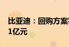 比亚迪：回购方案实施完毕回购资金总额18.1亿元