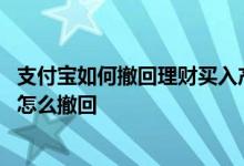 支付宝如何撤回理财买入产品 支付宝理财产品还没确认成交怎么撤回