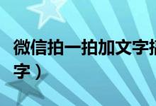 微信拍一拍加文字搞笑（微信拍一拍加搞笑文字）