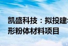凯盛科技：拟投建年产6000吨电子封装用球形粉体材料项目