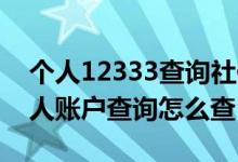 个人12333查询社保怎么查询 12333社保个人账户查询怎么查 