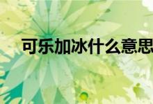可乐加冰什么意思（可乐加冰什么意思）