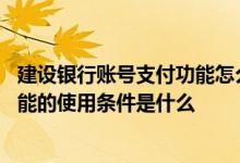 建设银行账号支付功能怎么开通 建设银行：“账号支付”功能的使用条件是什么