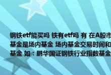 钢铁etf能买吗 铁有etf吗 有 在A股市场上有钢铁ETF 其代码是515210 515211 这两只基金是场内基金 场内基金交易时间和规则和股票一样 另外 还有很多场外的钢铁指数型基金 如：鹏华国证钢铁行业指数基金 代码502023；中融国证刚LOF基金 代码168203等