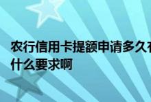 农行信用卡提额申请多久有结果 农行信用卡提额一般都有些什么要求啊