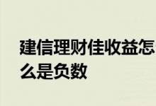 建信理财佳收益怎么算 建信理财佳的收益怎么是负数