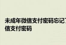 未成年微信支付密码忘记了怎么找回 未成年无卡怎么找回微信支付密码