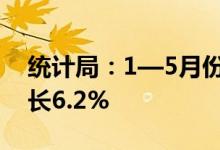 统计局：1—5月份全国固定资产投资同比增长6.2%