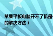 苹果平板电脑开不了机是什么原因（苹果平板电脑开不了机的解决方法）