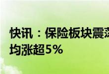 快讯：保险板块震荡走强中国人保、中国人寿均涨超5%