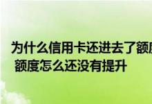 为什么信用卡还进去了额度不提升 我的信用卡用了一年多了 额度怎么还没有提升