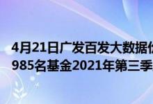 4月21日广发百发大数据价值混合A近1月来在同类基金中排985名基金2021年第三季度表现如何