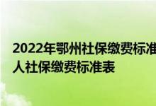 2022年鄂州社保缴费标准基数及比例一览表 鄂州2022年个人社保缴费标准表 