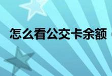 怎么看公交卡余额（三种方法可查询了解）