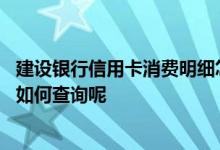 建设银行信用卡消费明细怎么查 建设银行的信用卡消费明细如何查询呢