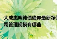 大成惠明纯债债券最新净值跌幅达0.02%2020年基金所属公司管理规模有哪些