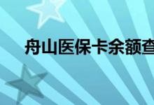 舟山医保卡余额查询 舟山医疗保险查询