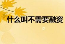什么叫不需要融资 不需要融资是什么意思