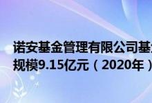 诺安基金管理有限公司基金总规模1311.72亿元指数型基金规模9.15亿元（2020年）