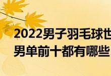 2022男子羽毛球世界排名（羽毛球世界排名男单前十都有哪些）