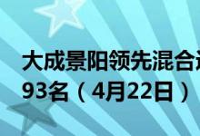 大成景阳领先混合近三年来在同类基金中排493名（4月22日）