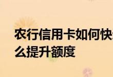 农行信用卡如何快速提升额度 农行信用卡怎么提升额度