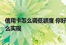 信用卡怎么调低额度 你好 我的信用卡额度太小 想调额度 怎么实现