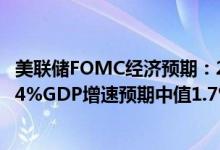 美联储FOMC经济预期：2022年底联邦基金利率预期中值3.4%GDP增速预期中值1.7%