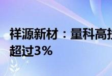 祥源新材：量科高投及其一致行动人拟减持不超过3%