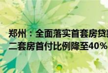 郑州：全面落实首套房贷款利率执行4.25％的下限标准促进二套房首付比例降至40％