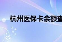 杭州医保卡余额查询 杭州医疗保险查询