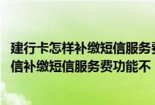 建行卡怎样补缴短信服务费 建设银行：企业客户可以上行短信补缴短信服务费功能不