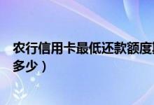 农行信用卡最低还款额度期限（农行信用卡最低还款额度是多少）