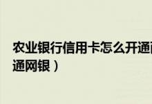 农业银行信用卡怎么开通两个短信（农业银行信用卡怎么开通网银）
