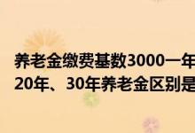 养老金缴费基数3000一年交多少钱 缴费基数8000交15年和20年、30年养老金区别是多少 