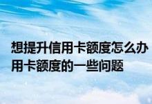想提升信用卡额度怎么办 关于第一次申请完信用卡想提高信用卡额度的一些问题