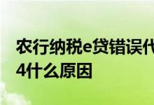 农行纳税e贷错误代码0174 农行纳税e贷0174什么原因