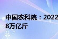 中国农科院：2022年粮食总产量预计达到1.38万亿斤