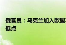 俄官员：乌克兰加入欧盟不符合俄利益俄欧关系处于历史最低点