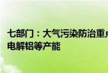 七部门：大气污染防治重点区域严禁新增钢铁、焦化、炼油、电解铝等产能